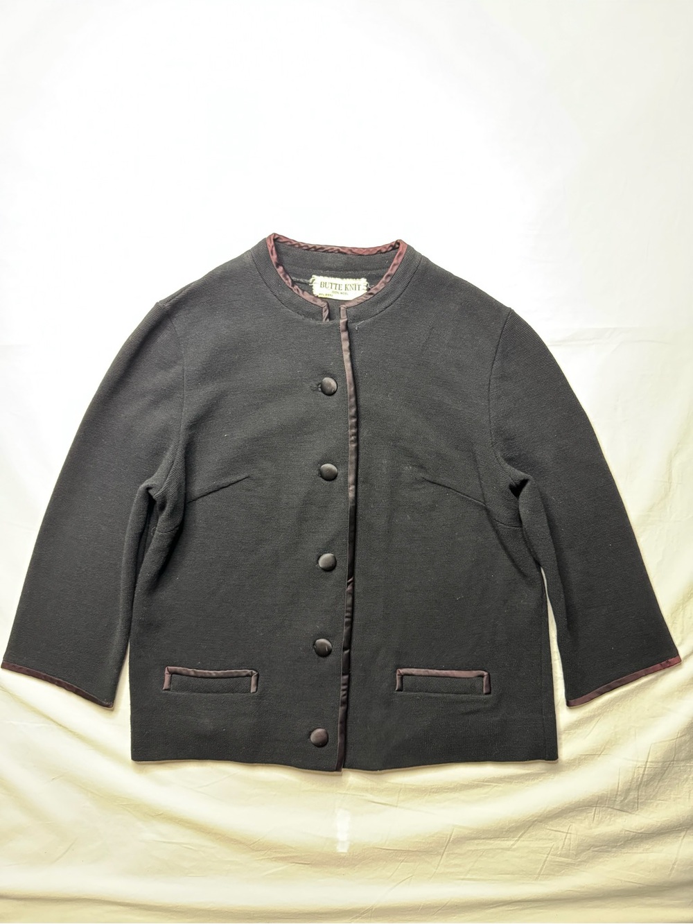 Butte Knit - Vintage 60s Black Button-Front Knit Cardigan